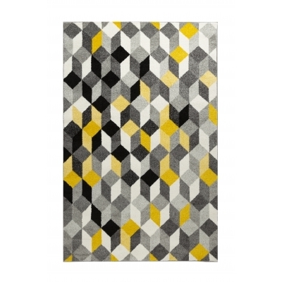 CARA Tapis de salon multicolore - 120 x 160 cm - jaune