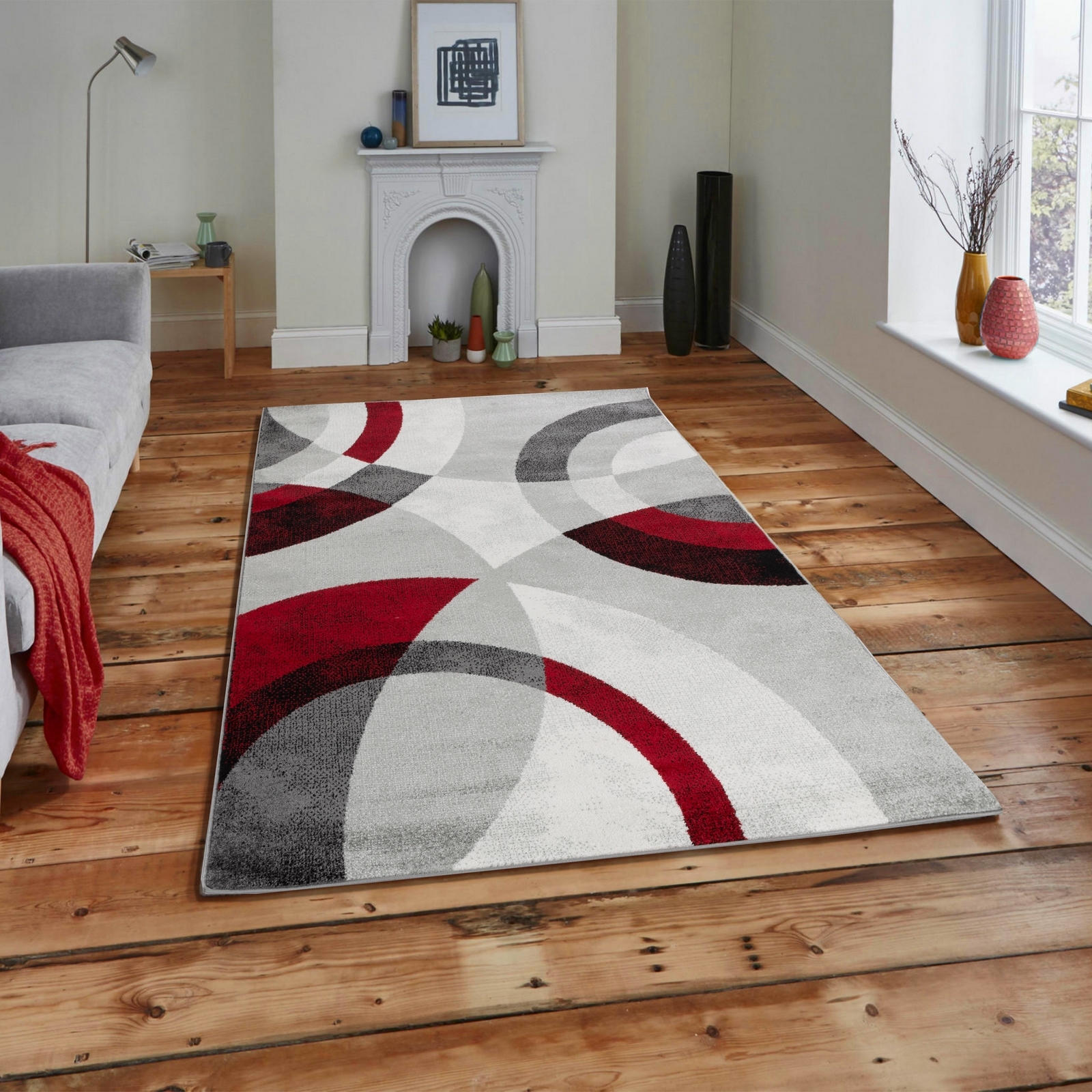 ANTA Tapis de salon contemporain - 160 X 230 cm - rouge