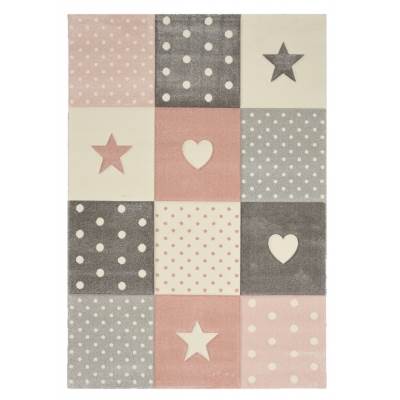 Tapis Chambre Enfant Etoiles Rose Pastel 80x150cm